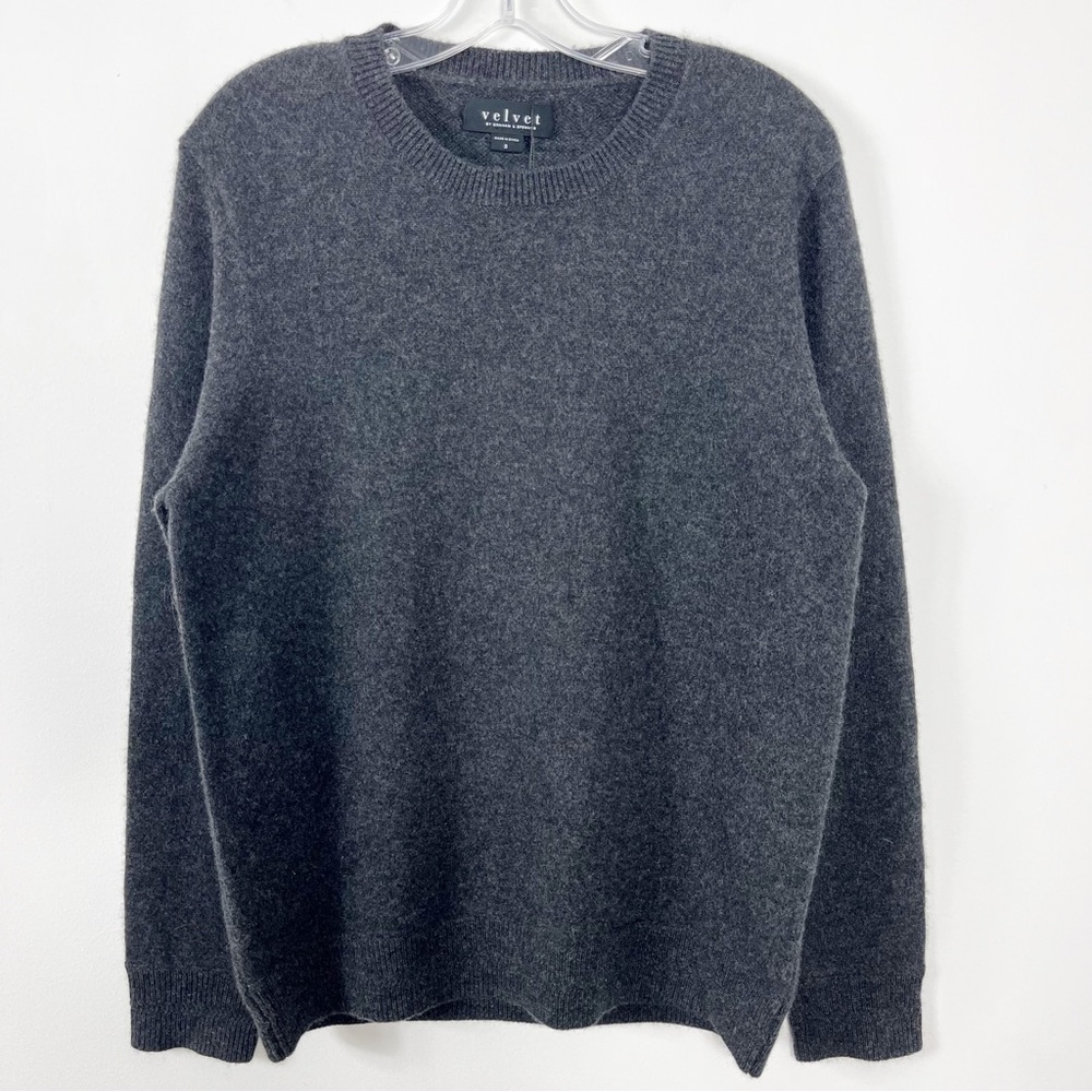 Velvet By Graham & Spencer Crewneck Cashmere Sweater Size Small NWT Charcoal